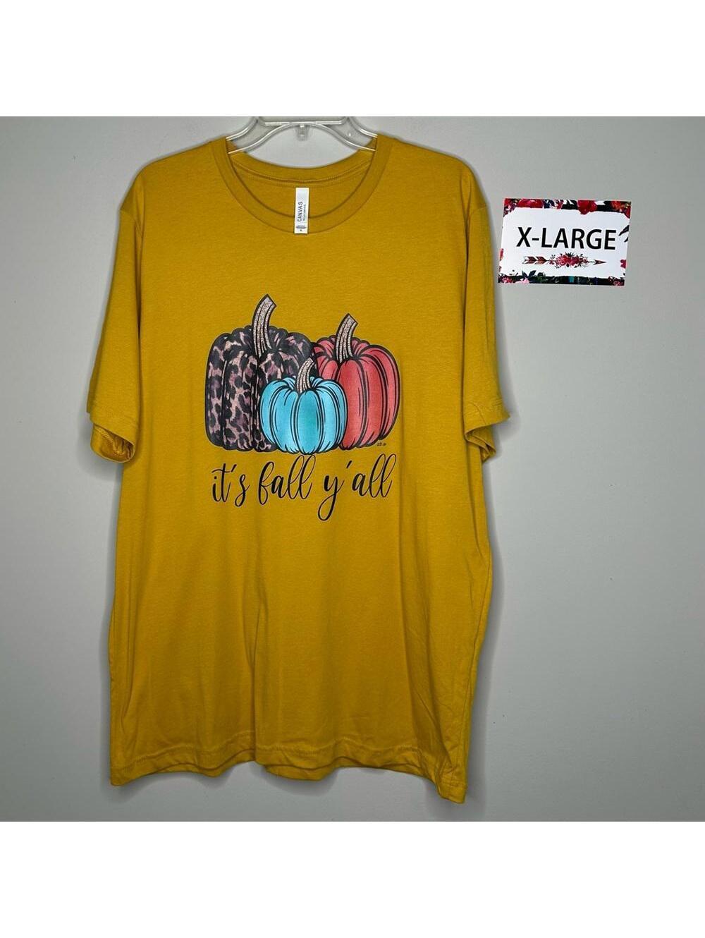 “It’s Fall Y’all” XL mustard yellow tee shirt L&B Life